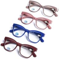 👓 doovic blue light blocking computer readers - 4 pack spring hinge glasses for women, 1.0 strength, new classic style, anti eyestrain logo