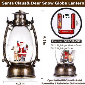 img 3 attached to 🎅 Vintage Style Santa Claus Christmas Snow Globe with Swirling Glitter, Music, and Lighted Lantern - 6H Timer for Decorations and Gift