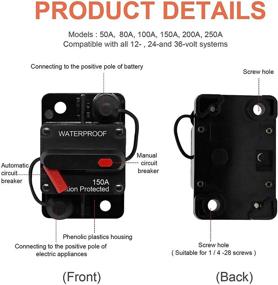 img 1 attached to Erayco 150 Amp Circuit Breaker With Manual Reset For Car Marine Trolling Motors Boat ATV Manual Power Protect For Audio System Fuse