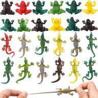 zomiboo 24 pieces plastic stretchy lizards frog toys set: realistic mini rubber toy for birthday parties, goodie bags, and students rewards logo