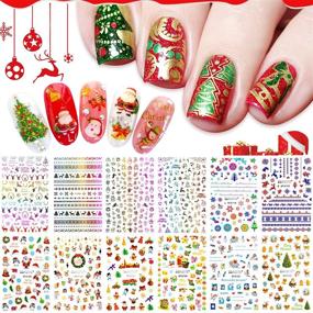 img 4 attached to 🎅 Калоляри 3D Рождественские наклейки на ногтях: Праздничные наклейки Санта-Клауса и елочки для женщин, девочек и детей - Самоклеящиеся наклейки для новогоднего искусства на ногтях для рук и ног.