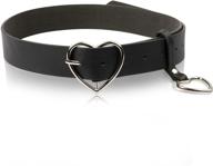 stylish heart-shaped wide black belt with metal buckle - perfect for women, girls, students, jeans, shorts, ladies dress logo