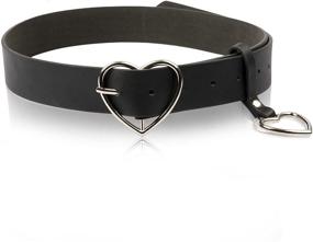 img 4 attached to Stylish Heart-shaped Wide Black Belt with Metal Buckle - Perfect for Women, Girls, Students, Jeans, Shorts, Ladies Dress