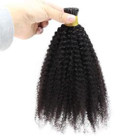 img 3 attached to 🏿 Волнистые волосы ZigZag Afro Kinky Curly I Tip наращивание волос | Бразильские виргинские волосы | 1 г / прядь 100 г | 20 дюймов | 4B 4C Легкие наращивания на кончики волос