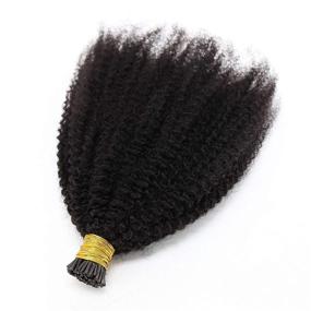 img 1 attached to 🏿 Волнистые волосы ZigZag Afro Kinky Curly I Tip наращивание волос | Бразильские виргинские волосы | 1 г / прядь 100 г | 20 дюймов | 4B 4C Легкие наращивания на кончики волос