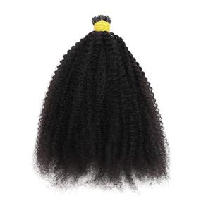 img 2 attached to 🏿 Волнистые волосы ZigZag Afro Kinky Curly I Tip наращивание волос | Бразильские виргинские волосы | 1 г / прядь 100 г | 20 дюймов | 4B 4C Легкие наращивания на кончики волос