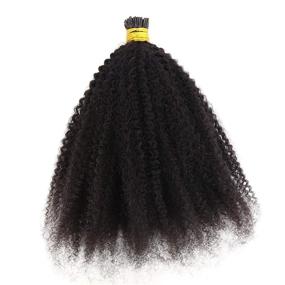 img 4 attached to 🏿 Волнистые волосы ZigZag Afro Kinky Curly I Tip наращивание волос | Бразильские виргинские волосы | 1 г / прядь 100 г | 20 дюймов | 4B 4C Легкие наращивания на кончики волос