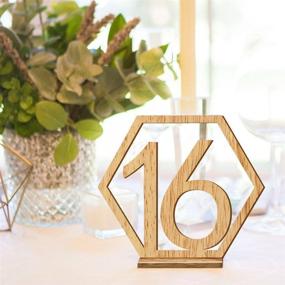 img 2 attached to 🔢 Hexagonal Wooden Table Numbers Set: Fashionclubs 1-20 with Holder Base - Ideal for Weddings, Parties, Events, and Catering Decor