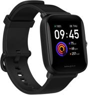 amazfit bip u smart watch fitness tracker with 60+ sports modes, 9-day battery life, blood oxygen monitor, and water resistance for men and women - compatible with iphone and android phones (black) logo