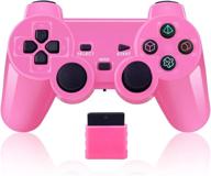 wireless controller 2.4g - pink | compatible with sony playstation 2 ps2 logo