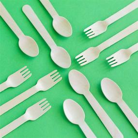 img 1 attached to 🥄 100-Pack Biodegradable Cutlery: Eco-Friendly and Soak-Free Alternative to Paper - Spoon