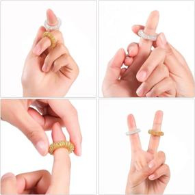 img 2 attached to 🖐️ Soothe Stress and Enhance Sensory Stimulation with 30 Spiky Sensory Finger Rings, Ideal for Teens and Adults - Gold and Silver Design (2.5cm / 0.98 Inch)