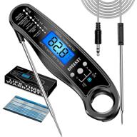 🔥 breeket 2 in 1 instant read meat thermometer: fast, precise, and convenient for cooking, deep fry, bbq, grilling – black logo