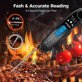 img 3 attached to 🔥 BREEKET 2 in 1 Instant Read Meat Thermometer: Fast, Precise, and Convenient for Cooking, Deep Fry, BBQ, Grilling – Black