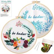 🧵 nuberlic embroidery kit: cross stitch starter kit for adults & kids - stamped pattern, hoops, thread, needles, crafts logo