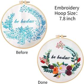img 2 attached to 🧵 Nuberlic Embroidery Kit: Cross Stitch Starter Kit for Adults & Kids - Stamped Pattern, Hoops, Thread, Needles, Crafts