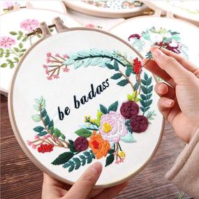 img 1 attached to 🧵 Nuberlic Embroidery Kit: Cross Stitch Starter Kit for Adults & Kids - Stamped Pattern, Hoops, Thread, Needles, Crafts