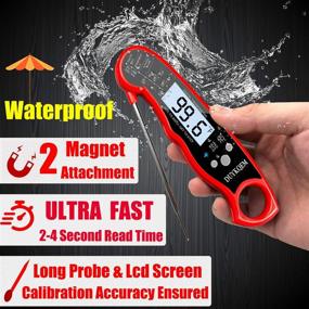 img 3 attached to 🌡️ 2-Pack DUYKQEM Waterproof Instant Read Digital Meat Thermometer for Kitchen, Grilling, BBQ Smoker, Chefs - Probe Backlight, Calibration - Best Quick Grill Food Thermometer