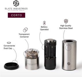 img 2 attached to 🧂 Corto Electric Gourmet Salt and Pepper Grinder - Sleek Stainless Steel Mill with Adjustable Ceramic Precision Mechanism and Bright LED by Slate Industries