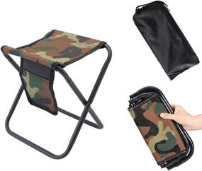 img 4 attached to 🪑 MingSo Mini Portable Folding Stool: A Camouflage Camping Essential for Adults - Perfect for Fishing, Hiking, Gardening, and Beach Activities - Holds Up to 450lbs!