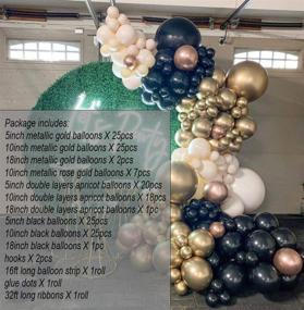 img 3 attached to 🎈 Mesmerizing Metallic Gold Black Cream Peach Balloon Garland Arch Kit - Stunning Balck Chrome Gold Double Stuffed Cream Peach Balloons for Unforgettable Celebrations