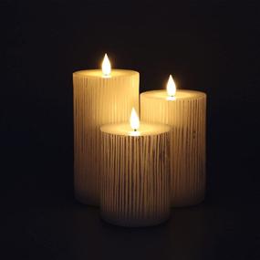 img 3 attached to Convenient and Festive: Set of 3 White Flameless Pillar Candles with Remote Control, Timer, and Battery Operation - Perfect for Christmas Decor!