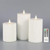 convenient and festive: set of 3 white flameless pillar candles with remote control, timer, and battery operation - perfect for christmas decor! логотип