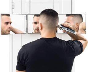 img 3 attached to Wuximde 3-х стороннее зеркало: Портативный набор инструментов для стрижки волос 360 градусов для бритья, укладки волос, ухода, окрашивания волос и макияжа. Регулируемые кронштейны для легкой самострижки. (Цвет: черный)