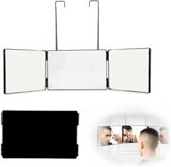 wuximde 3 way mirror: portable 360 degree haircut tools for shaving, hair styling, grooming, dyeing hair, and makeup. adjustable height brackets for easy selfcuts in black. logo