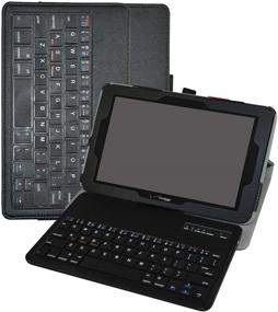 img 4 attached to Черный беспроводной чехол для клавиатуры для планшета Verizon Ellipsis 10 на базе Android - кастомный дизайн от Mama Mouth, тонкий чехол из искусственной кожи с съемной беспроводной клавиатурой (10,1 дюймов)