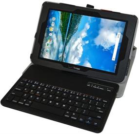 img 3 attached to Черный беспроводной чехол для клавиатуры для планшета Verizon Ellipsis 10 на базе Android - кастомный дизайн от Mama Mouth, тонкий чехол из искусственной кожи с съемной беспроводной клавиатурой (10,1 дюймов)