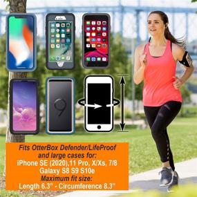 img 3 attached to 📱 Tune Belt AB89 Cell Phone Armband Holder: Suitable for iPhone 11 Pro, SE 2020, X/XS, Galaxy S9 S10e - Large Pocket for OtterBox/Large Cases - Water Resistant Pouch for Running/Working Out