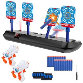 img 4 attached to Electronic Shooting Target for Nerf Guns: Auto Reset & Digital Scoring, Includes Foam Dart Toy Gun - Perfect Gift for 5-10+ Year Old Boys & Girls!