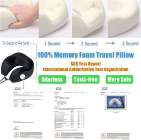 img 3 attached to ✈️ SAIREIDER Airplane Travel Neck Pillow - Adjustable 100% Memory Foam Neck Pillows with Storage Bag, Sleep Mask, and Earplugs - Prevent Forward Head Motion (Black)
