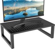 🖥️ wali monitor stand riser - improve ergonomics & organize your workspace with vented metal platform and storage (stt004), 1 pack, black logo