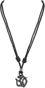 img 4 attached to Stylish BlueRica Om Pendant on Adjustable Black 🌟 Cord Necklace - A Perfect Accessory for All Occasions!