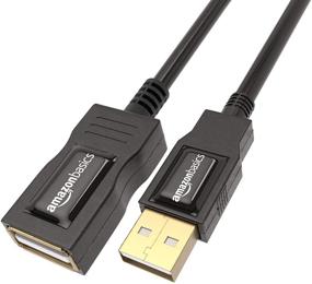 img 2 attached to Черный USB 2.0 удлинительный кабель - Основы Amazon Мужской тип A к Женскому типу A адаптерный кабель - 9.8 футов (3 метра)