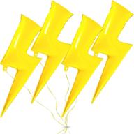 🎈 pack of 4 yellow flash balloons - 36 inch foil flash bolt party balloons for stylish party decorations logo