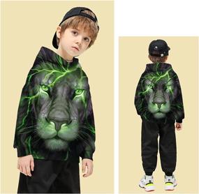 img 2 attached to 👦 Graffiti Splatter Pullover Sweatshirts for Boys - Fashion Hoodies & Sweatshirts, Ideal for Grandsons