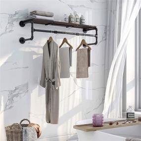 img 3 attached to 🧰 Varsoul 41" Industrial Pipe Clothes Rack - Heavy Duty DIY Floating Hanger for Rustic Home Decor and Organization - Wall Mounted Garment Rack for Cloackrooms and Bathrooms - Black Iron Finish