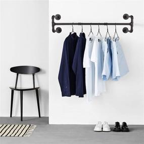 img 2 attached to 🧰 Varsoul 41" Industrial Pipe Clothes Rack - Heavy Duty DIY Floating Hanger for Rustic Home Decor and Organization - Wall Mounted Garment Rack for Cloackrooms and Bathrooms - Black Iron Finish