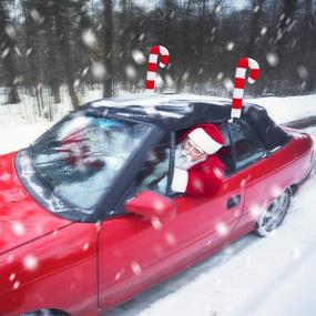 img 1 attached to 🎄 Enhance Your Holiday Spirit with Outgeek Christmas Car Decorations: Candy Cane Antler Nose Auto Decor Kit