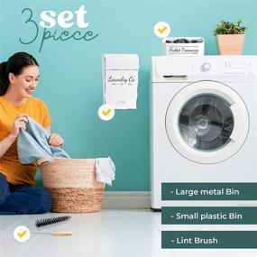 img 3 attached to 🧲 Magnetic Lint Bin: Farmhouse Laundry Room Trash Can and Storage Solution for Dryer Sheets, Vent Cleaner, and Washing Machine Organization