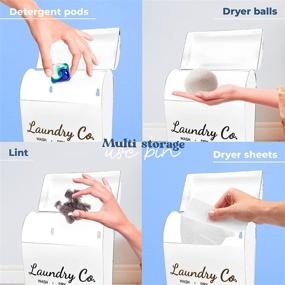 img 1 attached to 🧲 Magnetic Lint Bin: Farmhouse Laundry Room Trash Can and Storage Solution for Dryer Sheets, Vent Cleaner, and Washing Machine Organization