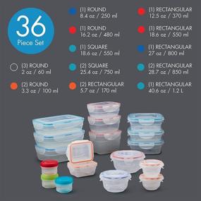 img 1 attached to LocknLock Easy Essentials Color Mates Food Storage Lids/Airtight Containers, BPA Free, 36 Piece Set, Clear