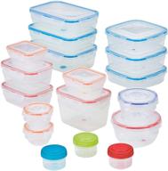 locknlock easy essentials color mates food storage lids/airtight containers, bpa free, 36 piece set, clear логотип