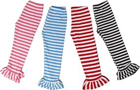 img 1 attached to 👧 Ipuang Girl's Cotton Ruffle Stripe Leggings: Stylish and Comfortable Bottoms for Trendy Young Girls