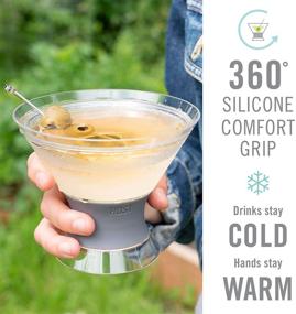 img 2 attached to 🍸 HOST Freeze Insulated Martini Cooling Cups: Double-Walled Stemless Cocktail Glass Set with Gel Chiller - 9 oz, Grey