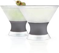 🍸 host freeze insulated martini cooling cups: double-walled stemless cocktail glass set with gel chiller - 9 oz, grey logo