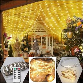 img 3 attached to 200 LED Battery Operated Curtain String Lights with Remote - Waterproof 🌟 and Timer Function - Ideal for Wedding Backdrops and Bedroom Decor - Warm White